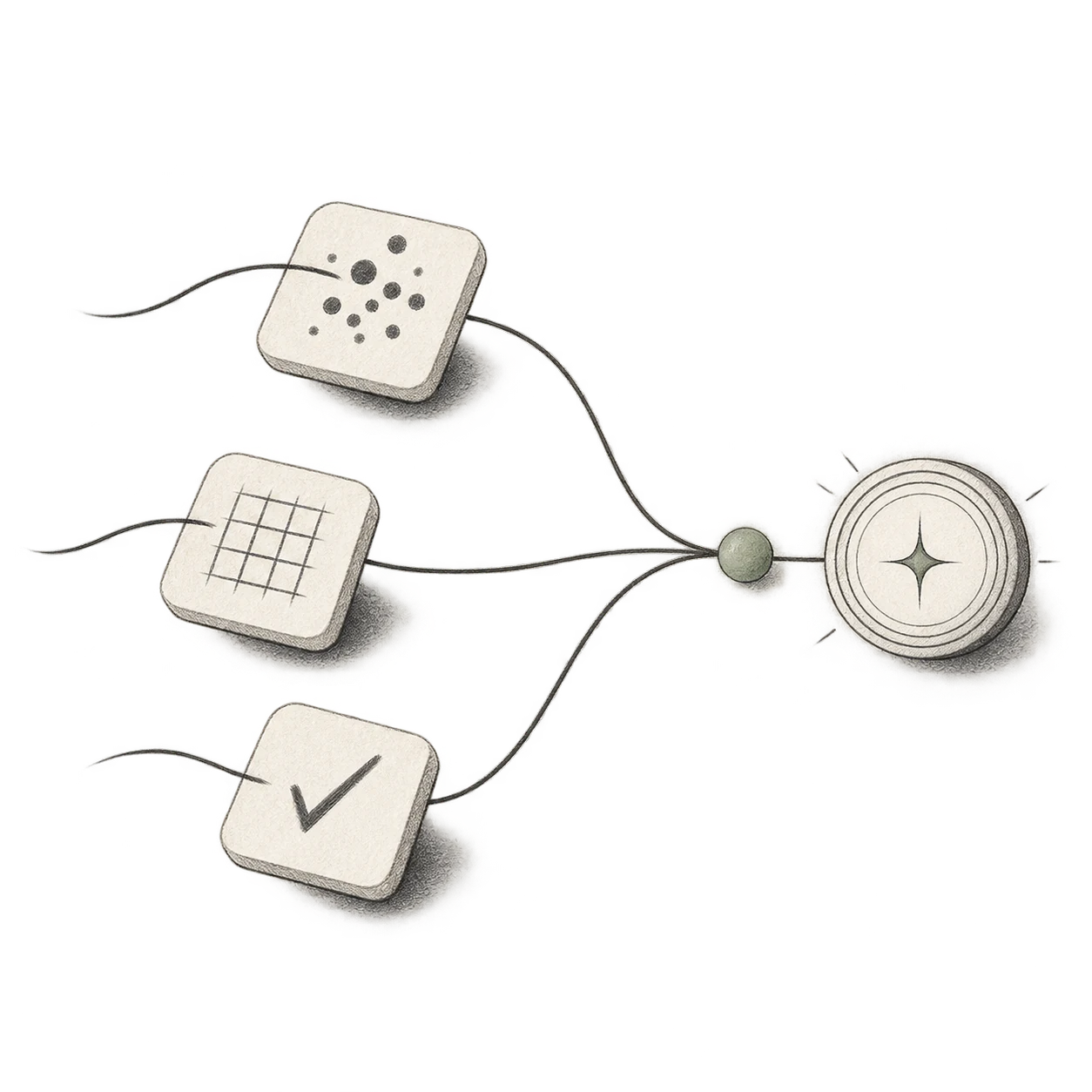 Three complementary tasks flow together into one refined result.